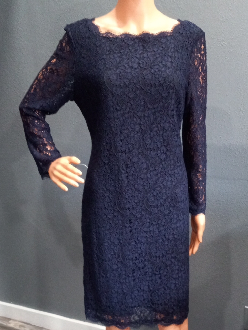 Adriana Papell For E Live From The Red Carpet Lace Women's Dress Navy Size 12